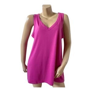 Torrid Plus Size 1 Pink Sleeveless V Neck Tank Top Classic Fit Stretch Casual